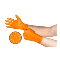 LUVA DESC. NITRILO LARANJA S/ PO CX100 93-256
